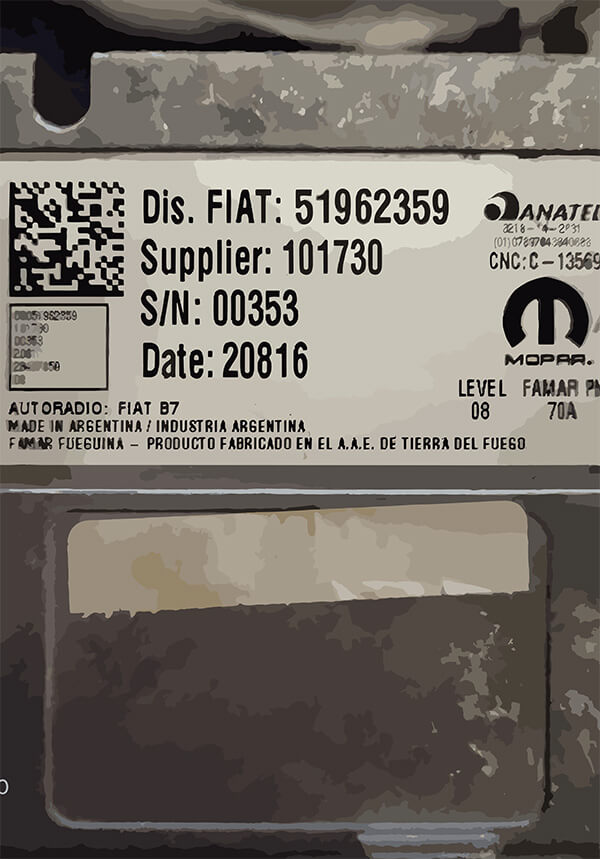 Fiat Anatel radio label