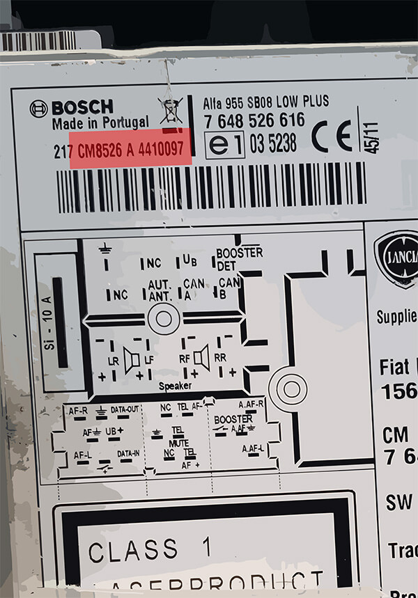 Fiat Bosch serial number