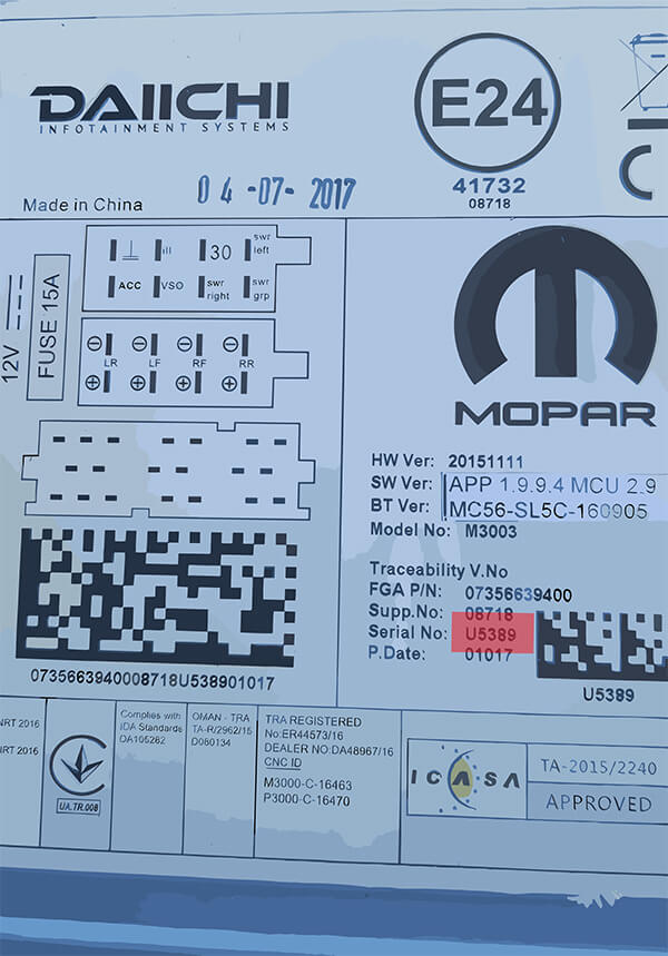 Fiat DAIICHI serial number