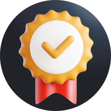 guarantee badge icon with black circular background